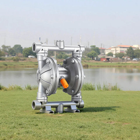 Air Operated Double Diaphragm Pump, 6.6 GPM, 3/8 inch Inlet & Outlet Pneumatic Waste Oil Transfer Pump, Aluminum Alloy Body