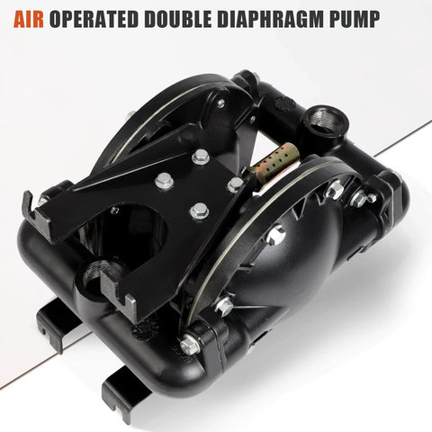 GCCSJ Air Operated Double Diaphragm Pump 1 inch Inlet/Outlet Pneumatic Chemical QBY4-25L 31 GPM Dual Diaphram Polypropylene Nitrile Rubber