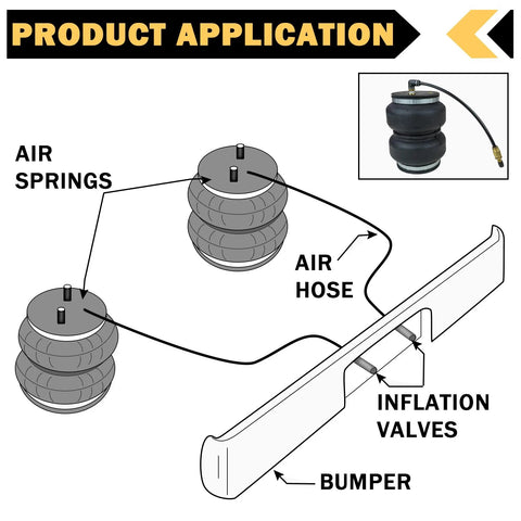 Cheemuii 1/4 inch inflation Schrader valve with push-to-connect; two air springs, air hose, bumper.