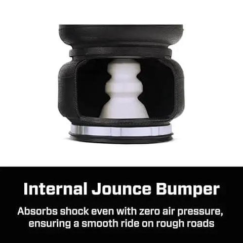 Internal view of a premium air spring kit component showing internal jounce bumper for shock absorption.