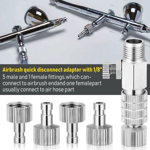 Quick Release Coupling Kit For Spray Gun Hoses, DIY Friendly 1/8 Inch BSP Male And Female Connectors, 5 Connector Set