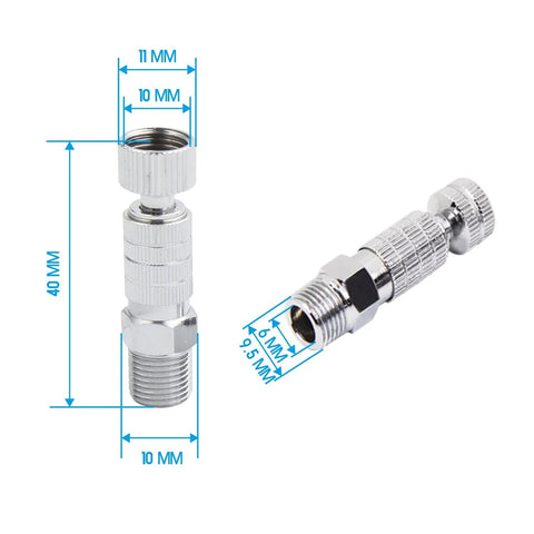 Airbrush Quick Release Disconnect Kit With Four G1/8 Inch Male Fittings And Female Hose Connections, chrome plated copper
