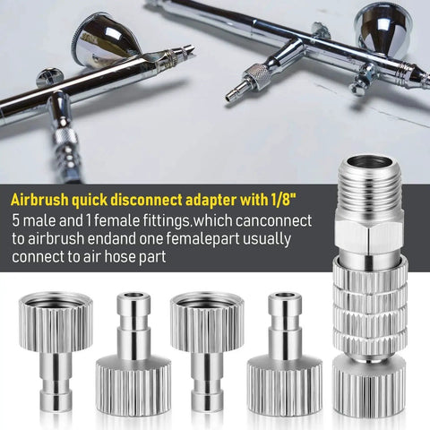 Five Piece Airbrush Quick Release Coupling Set With One Eighth Inch Female And Male Connectors for airbrush and compressor
