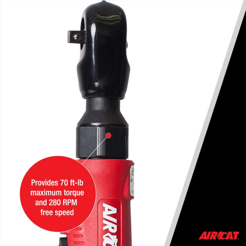 Front view of Pneumatic Tools 802: Composite Twin Pawl Ratchet Wrench 70 ft-lbs of Torque - 3/8-Inch showing torque specs.