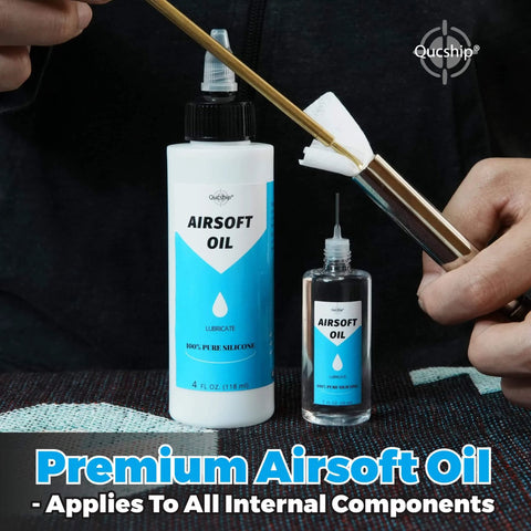 Airsoft Oil 4 oz & 1 oz Needle Oiler 100% Silicone Air Gun Oil, Multi-Purpose Airsoft Chamber Lube, bottles with needle applicator