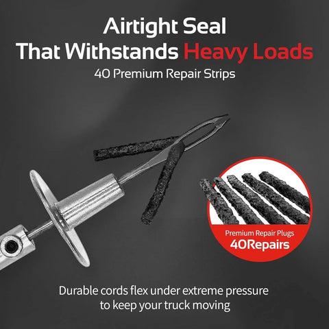 Heavy Duty Tire Plug Kit With 68 Piece All In One Universal Tire Repair Set tool and cords
