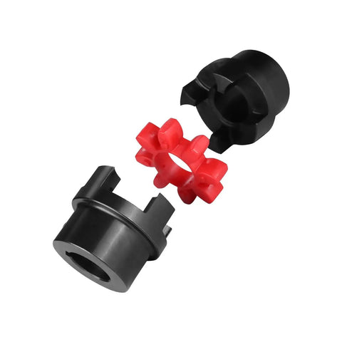 Exploded view of High Torque AISI 1045 Steel Jaw Coupling With Elastomeric Spider, 20-25mm Bore, XL2 Type for medium and large equipment