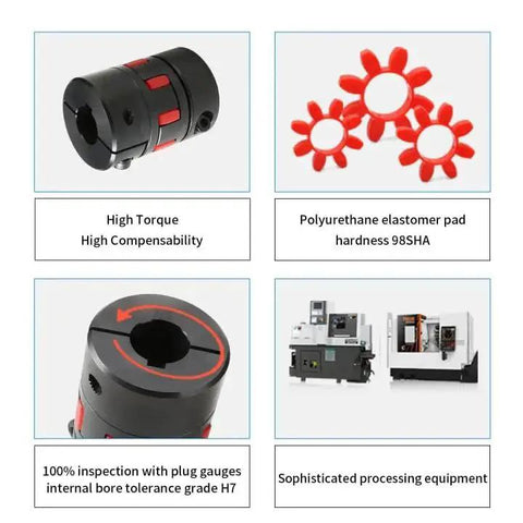 High Torque AISI 1045 Steel Jaw Coupling With Elastomeric Spider XL2 Type, including components and processing equipment