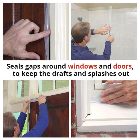 Person using Alien Draft Seal Set of 49 Feet Anti-Draft Adhesive and Flexible Flap to Seal Gaps Around Doors and Windows As Seen On TV