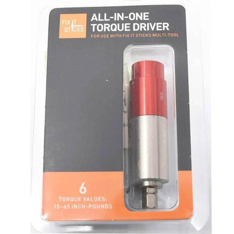 Packaging of Tightening +/- 10% Accurate 15-65 inch-lbs All-In-One Torque Driver Tool with visible drive and torque range.