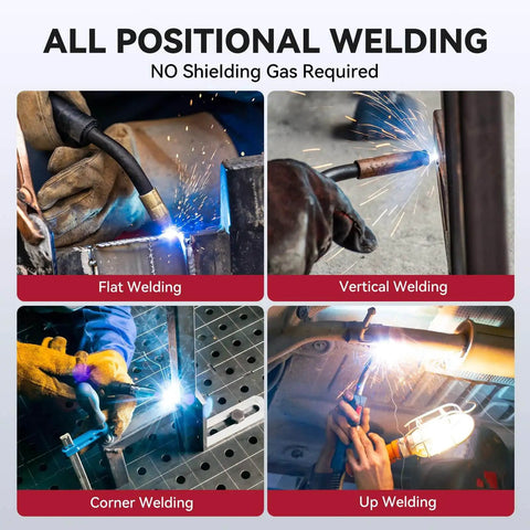 All positional welding with Low Splatter.035 Flux Core MIG Wire E71T-GS No Gas Needed for Easy T Joints and Butt Welds.