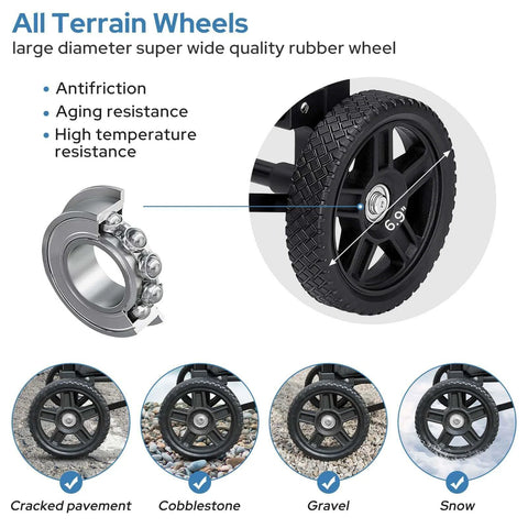 All terrain wheel for 2 in 1 Shopping Carts for Groceries, 330 lbs Grocery Cart on Wheels, foldable utility with 6.9 inch diameter.