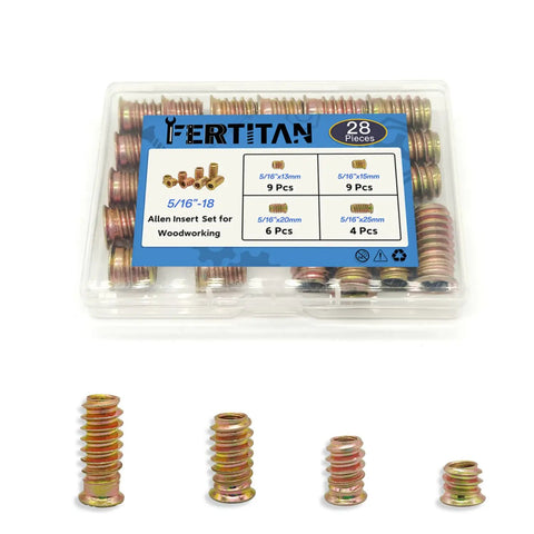 28-Piece 5/16-18 Allen Threaded Inserts Set For Woodworking And DIYers Pro Grade Hex Socket Drive Nut Inserts For Fasteners
