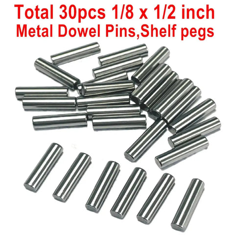Thirty Piece Go To Dowel Pins Set For Wood Shelves And Bunk Beds One Eighth Inch By One Half Inch Alloy Steel Ground To Precision Tolerances 0.0001 To 0.0005 Inch Ideal Shelf Pins And Support Pins For DIY Projects For Home And Workshop Use
