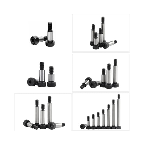 Beefy Heavy Duty Alloy Steel Shoulder Bolts Five Sixteenths By One And One Half Inch Hex Socket With One Quarter Twenty Threads Black Oxidized