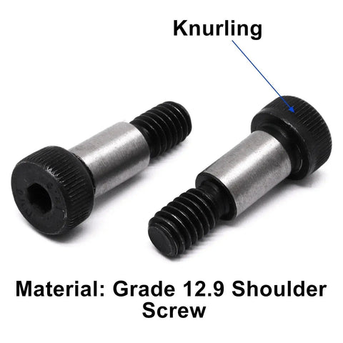 Six Pack Alloy Steel Shoulder Bolts From S SYDIEN With Quarter Inch Shoulder Diameter And Half Inch Shoulder Length Ten To Twenty Four UNC Threads Heavy Duty Fasteners For Machines And DIY Projects showing two bolts with knurling and Grade 12.9 material