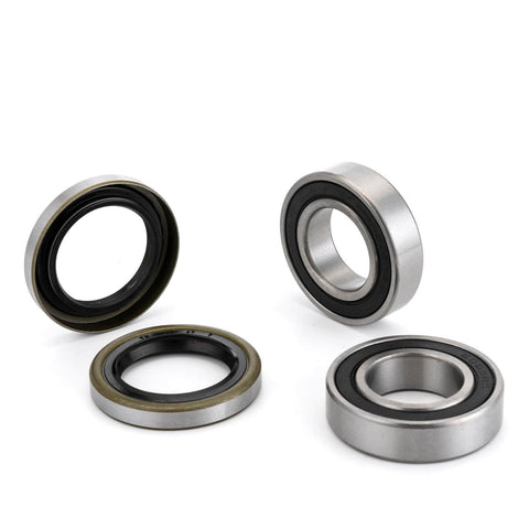 Front Wheel Bearing Kit Alloy Steel Sealed Bearings For Kawasaki H2 H2R ZX10R ZX6R ZX14R with seals and bearings on white background