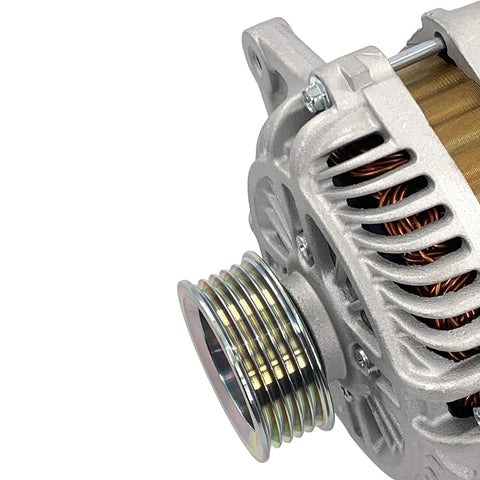 12V 90A Alternator Replacement For Subaru Impreza Forester 2004 2005 2006 2007 2008 2009 2010 With Five Groove Pulley Clockwise Rotation Bolt In Compatible With Saab Nine Two X 2006 High Output Auto Part Ready To Roll, close-up view