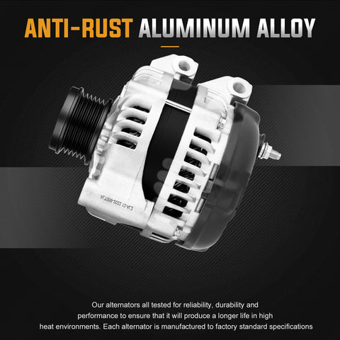 3.6L Alternator Replacement Beefed-Up Plug-And-Play For Avenger 2011-2014 Grand Caravan aluminum housing close-up