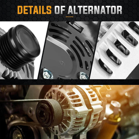 Detailed view of 12V 3.6L Alternator Replacement For Jeep Grand Cherokee 2011 2017 And Dodge Durango Charger Challenger 2011 2017 Ram 1500 2016 2017 And Chrysler 300 2011 2017 Easy Install Plug And Play Replaces And0578 40052255 CW Rotation components