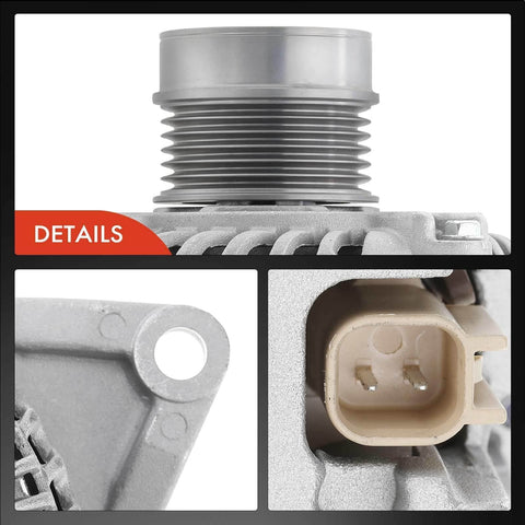 Close-up details of Reliable 160 Amp Alternator For Dodge Journey 2009 To 2020 2.4L 12V With Clockwise Rotation And 6 Groove Clutch Pulley Replacement Includes A2TX0281 11440N 04801490AA