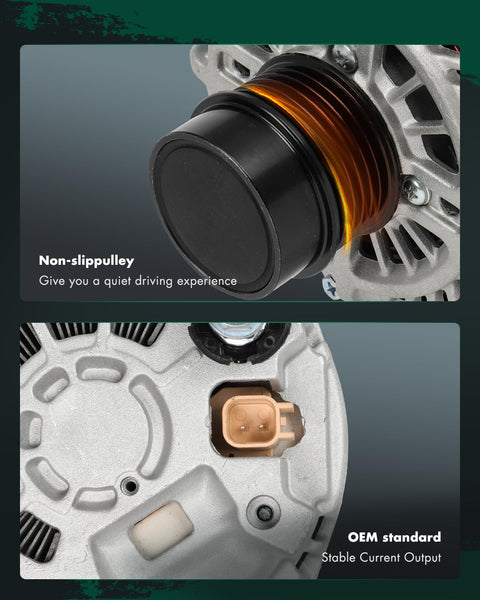 Close-up of non-slip pulley and OEM standard connections on Drop In High Quality Alternator Replacement For Chrysler 200 2011 To 2013 Sebring