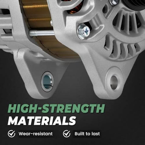 Close-up view of Direct Fit 11231N 115A Alternator Replacement showing high-strength materials and mounting points