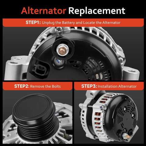 Alternator Replacement New 11598N 11598 4801778 Direct Fit OE Compliant instructional steps for 11-18 3.6L Chrysler 300