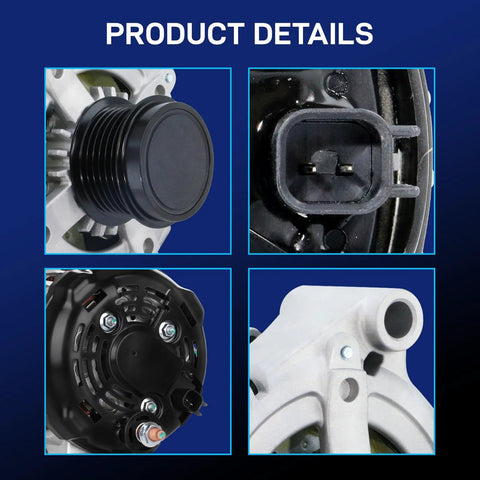Close-up details of Alternator Replacement Compatible With 2011-2020 Grand Caravan Journey Avenger Town And Country Chrysler 200 Ram CV Routan V6 3.6L High Quality OEM Replacement Part For Reliable Charging System And Long Lasting Vehicle Performance.