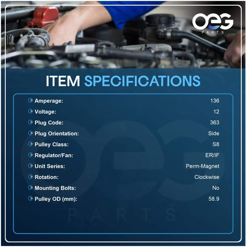 Specifications of a New 12V 136A Alternator For Dodge Ram 2500 3500 5.9L Diesel 2003 2004 2005 And Ram 4000 5.9L 2005