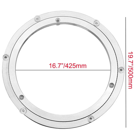 Heavy Duty Turntable Bearing For Lazy Susan Rotating Plate Made From Aluminium Alloy with dimensions in inches and millimeters