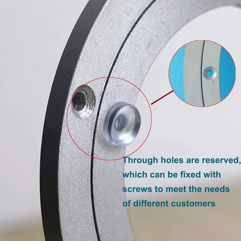 Close-up of Heavy Duty Aluminium Alloy Turntable Bearing For Lazy Susan Rotating Plate with mounting holes and screws detail.