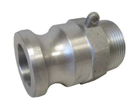 1 1/4 Inch Aluminum Cam Lock Fitting F125 Male Camlock Coupler To Male NPT Thread For Water And Chemical Transfer, 250 PSI Max, 185 Degrees Fahrenheit, NBR Gasket, Leak Tight Connection