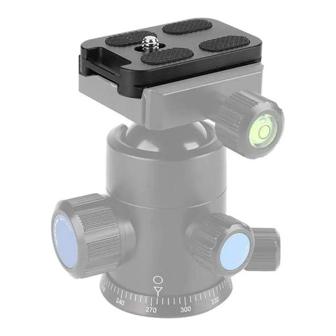 Aluminum Alloy QR 60 Quick Release Plate With One Quarter Inch Screw Mount Anti Slip Rubber Pads on Arca Swiss Ball Head Tripod