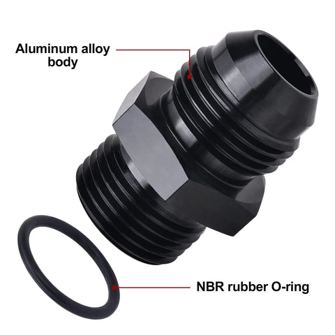 12AN Flare To AN12 ORB Male Fitting Adapter Set 2 Pack Aluminum 6061 T6 With NBR O Ring Seals For High Pressure Up To 1500 PSI