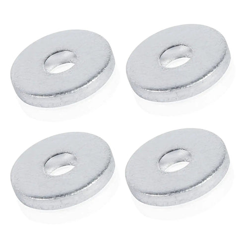 Four aluminum back-up rivet washers for 3/16 inch rivets, pack of 300, showing round design and center hole.