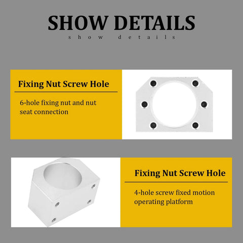 Diagram showing fixing nut screw holes for ✝️ Dsg25h aluminum ballscrew nut bracket, sfu2505 / sfu2510 ballscrew nut housing seat mount holder.
