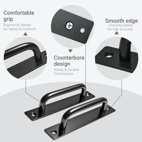 2PCS 5.8 Inches Barn Door Handle, Premium Aluminum Alloy Gate Handle with ergonomic grip and smooth edge for kitchen and cabinet use