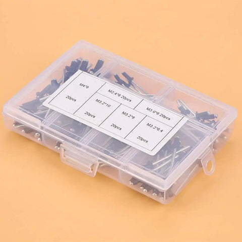 Aluminum Blind Rivets Set 120 Pieces Assorted Sizes Round Dome Head Pop Rivets With Smooth Mandrels in storage box