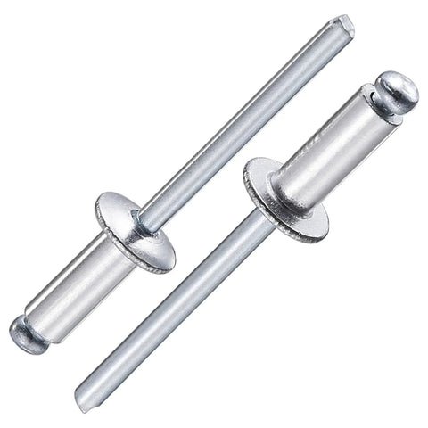 Close-up of 250 Pack Aluminum Blind Rivets Three Sixteenths By One Half Inch With Aluminum Grip And Steel Mandrel