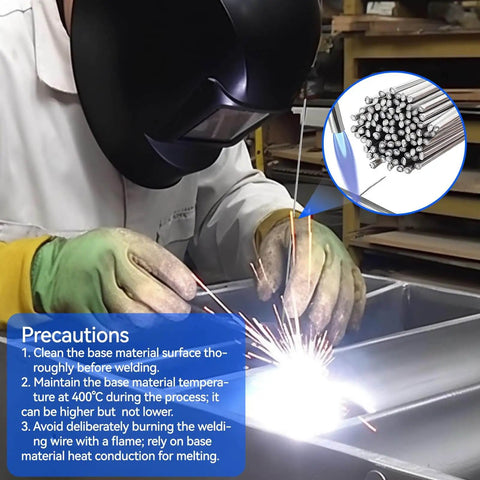 Welder using Aluminum Brazing Rods 50 Pack Low Melt Aluminum Welding Rods 716 To 752 Degrees Fahrenheit in workshop