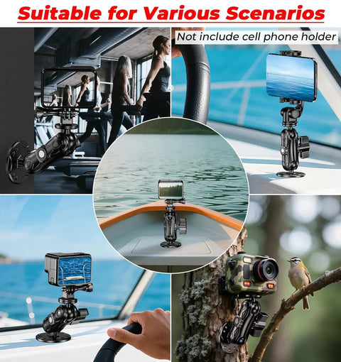 Aluminum Alloy Camera Mount With One Quarter Inch Tripod Adapter For GoPro Insta360 DJI Action Cameras, boat and car use