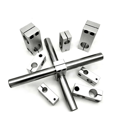 Aluminum Vertical Pillar Cross Clamp For Optical Axis Shaft Support 8-32mm Clamp Size 16x20mm OD with multiple clamps around a shaft