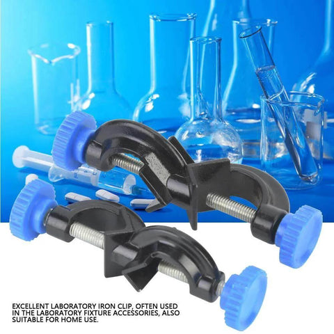 Aluminum Cross Clamps For Laboratory Supports 2 Pack Durable Metal Clips on blue background, ideal for lab and home use.