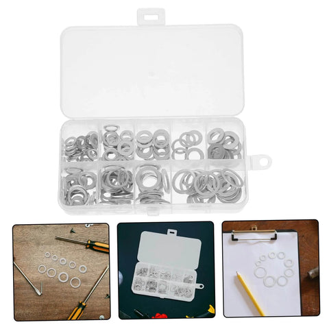 Must Have Aluminum Crush Seal Gasket Washers Set For Automotive And Industrial Use in a 200 piece storage kit with various sizes