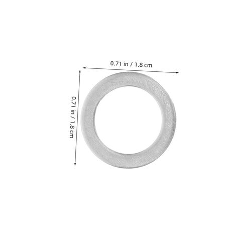 Image of a single aluminum crush washer from the Aluminum Crush Washer Set With 200 Pieces Heat Resistant Oil Drain Plug Gaskets For Industrial Maintenance Portable Storage Box Included Multi Size Specifications For Emergency Repairs And Outdoor Work Gear, measuring 0.71 inches in diameter.