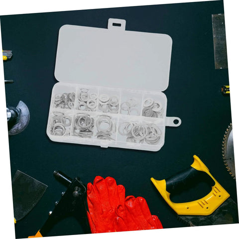 Aluminum Crush Washer Set With 200 Pieces Heat Resistant Oil Drain Plug Gaskets for Industrial Maintenance, portable box