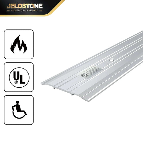 4''W x 1/4''H x 36''L Aluminum Door Threshold for ADA exterior doors with fire-rated and UL-certified features, close-up view