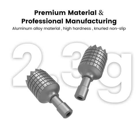 Aluminum RC And RC2 Joysticks Spare Remote Control Sticks For Mini 4 Pro Mini 3 Pro Mini 3 Mini 5 Pro Mavic 4 Pro Mavic 3 Cine 3 Pro Cine Mavic 3 Classic Air 3 3S Neo Flip Air 2S Drone Accessories, showing knurled aluminum grips and weight of 2.3g.