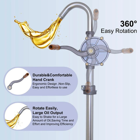 Beefy All Aluminum 15 To 55 Gallon Drum Pump For Oil Transfer, Hand Fuel Pump For Diesel Kerosene And Hydraulic Fluid